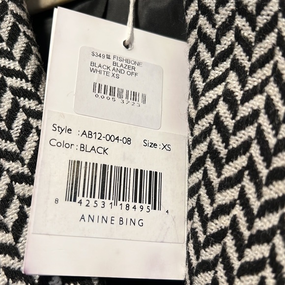 Anine Bing fishbone blazer black and white new with tags nwt oversized - Picture 5 of 7